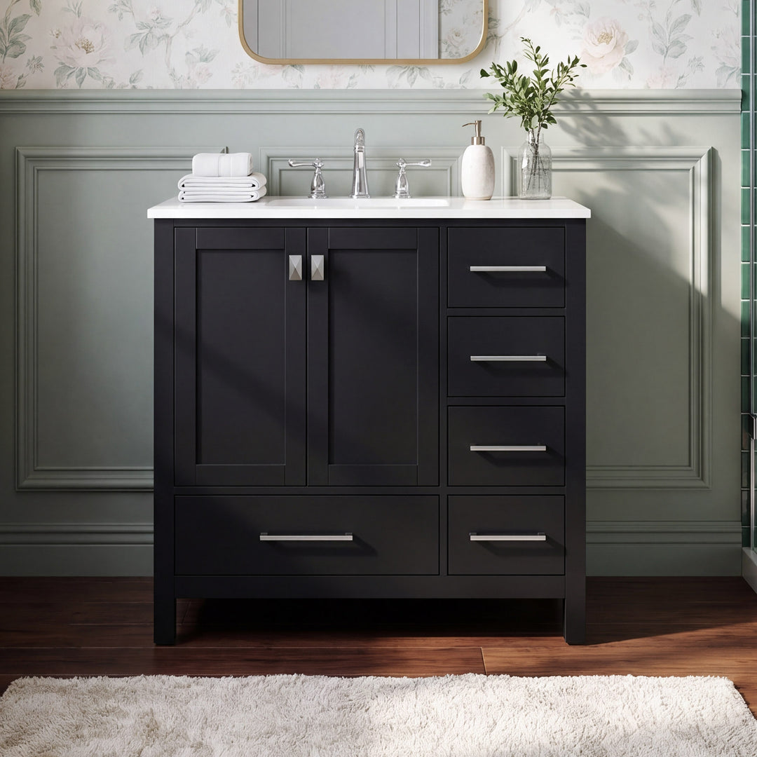 32 Inch Single Bathroom Vanity In Black Black Finish - KITCHEN & BATH by Joshua Marshal