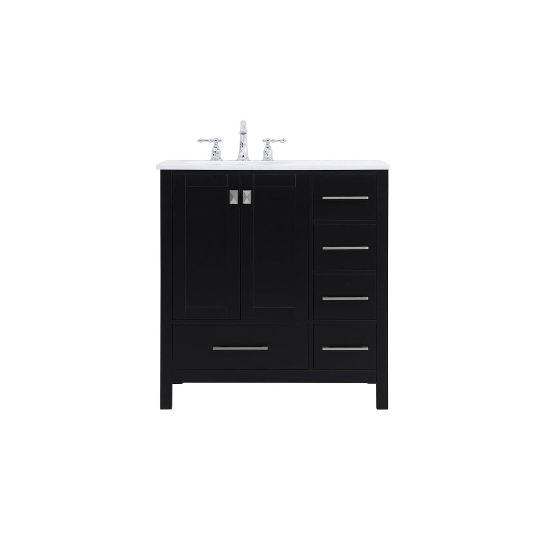 32 Inch Single Bathroom Vanity In Black - View 3 - Joshua Marshal