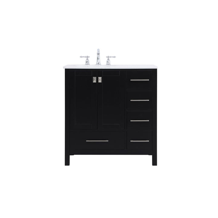 32 Inch Single Bathroom Vanity In Black - View 3 - Joshua Marshal