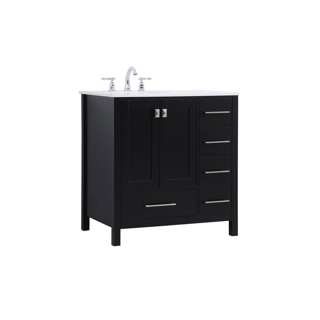 32 Inch Single Bathroom Vanity In Black - View 4 - Joshua Marshal