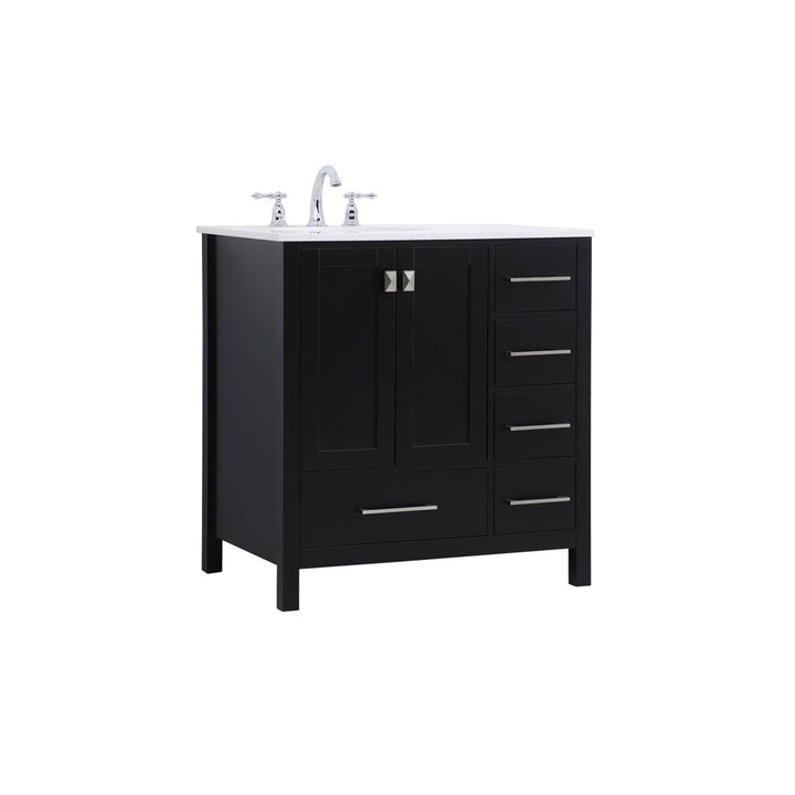 32 Inch Single Bathroom Vanity In Black - View 4 - Joshua Marshal