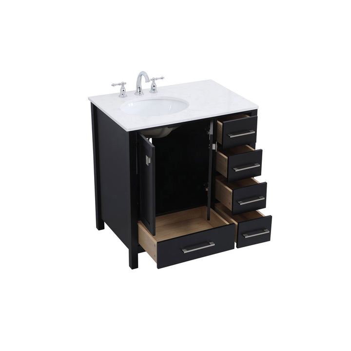 32 Inch Single Bathroom Vanity In Black - View 5 - Joshua Marshal