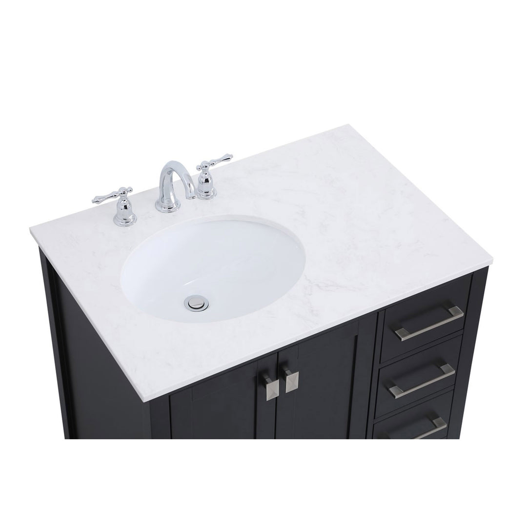 32 Inch Single Bathroom Vanity In Black - View 6 - Joshua Marshal