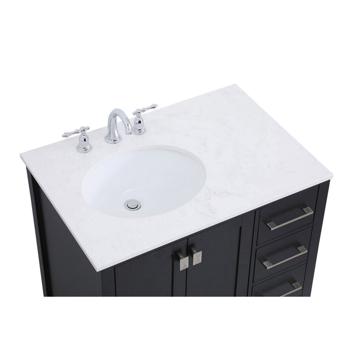 32 Inch Single Bathroom Vanity In Black - View 6 - Joshua Marshal