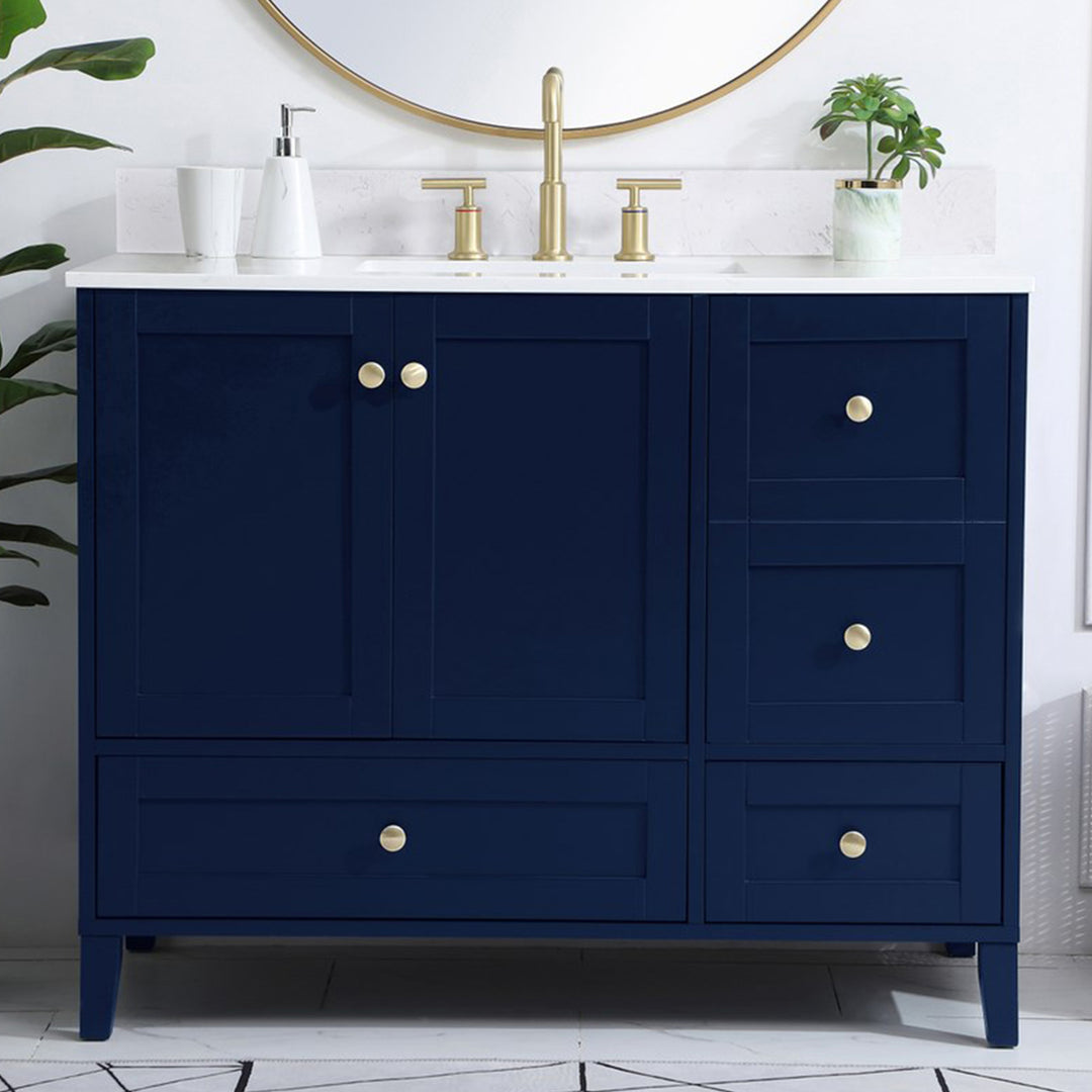 42 Inch Single Bathroom Vanity In Blue Blue Finish - KITCHEN & BATH by Joshua Marshal