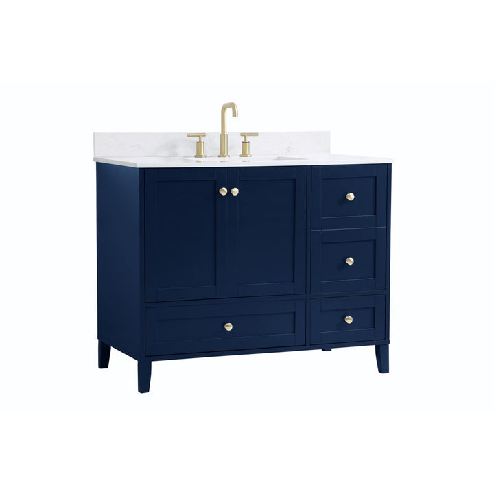 42 Inch Single Bathroom Vanity In Blue - View 3 - Joshua Marshal