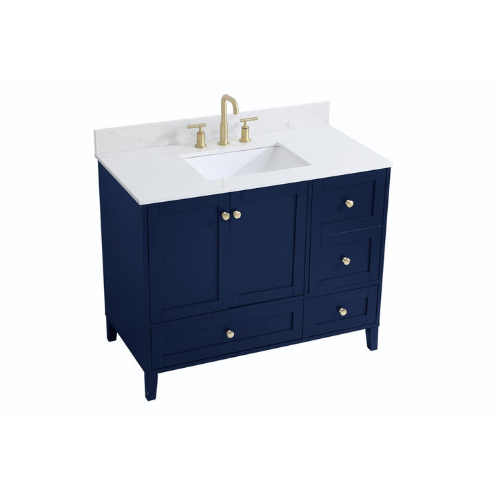42 Inch Single Bathroom Vanity In Blue - View 4 - Joshua Marshal