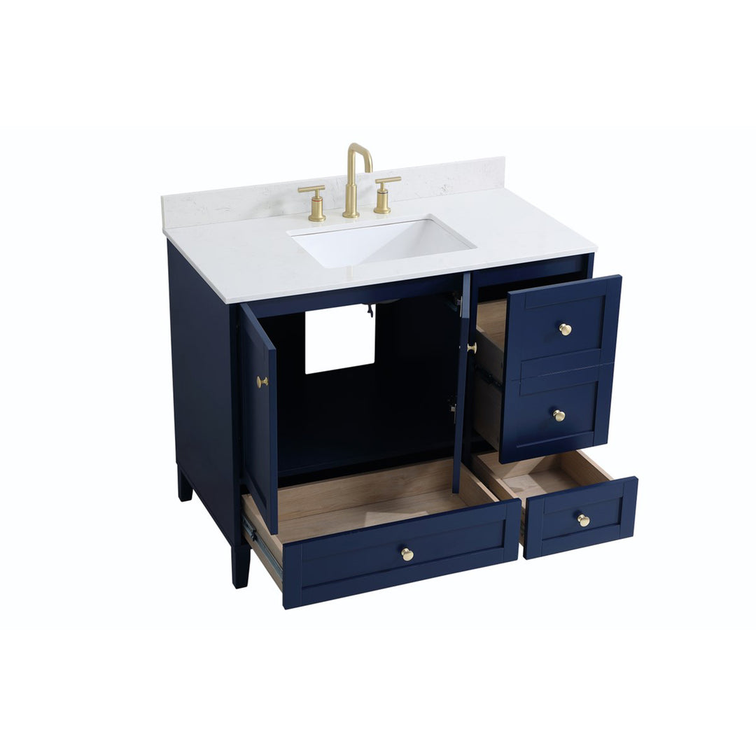 42 Inch Single Bathroom Vanity In Blue - View 5 - Joshua Marshal