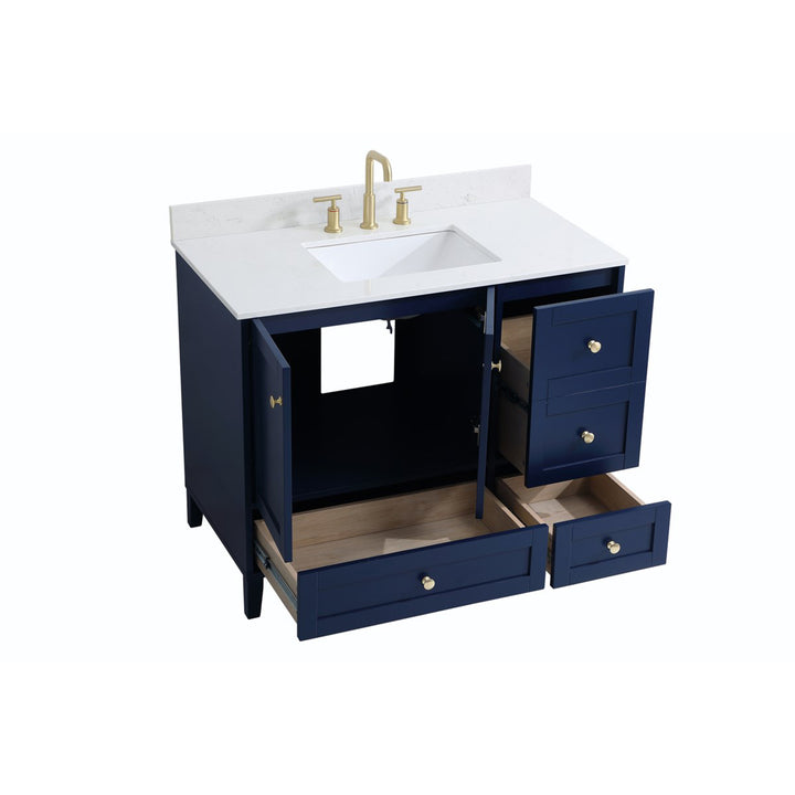 42 Inch Single Bathroom Vanity In Blue - View 5 - Joshua Marshal