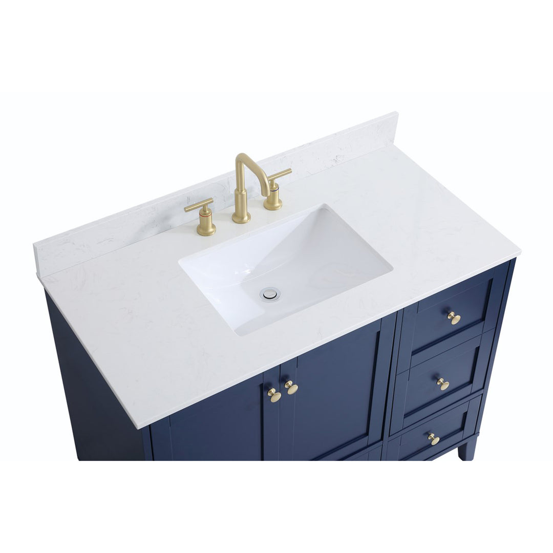 42 Inch Single Bathroom Vanity In Blue - View 6 - Joshua Marshal