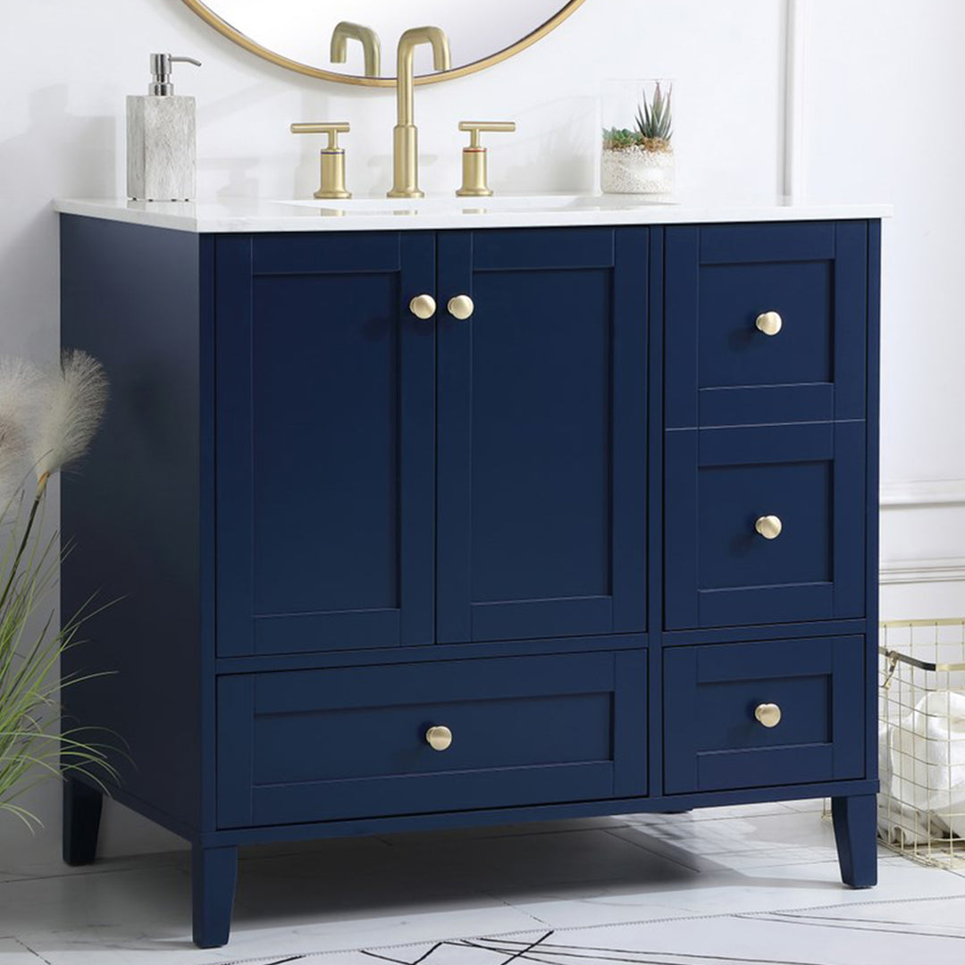36 Inch Single Bathroom Vanity In Blue Blue Finish - KITCHEN & BATH by Joshua Marshal