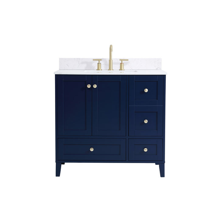 36 Inch Single Bathroom Vanity In Blue - View 4 - Joshua Marshal