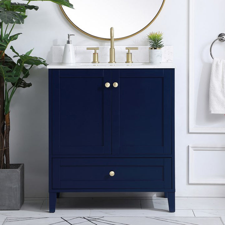 30 Inch Single Bathroom Vanity In Blue Blue Finish - KITCHEN & BATH by Joshua Marshal