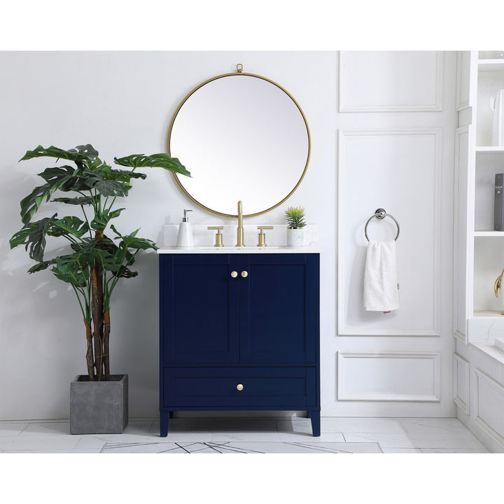 30 Inch Single Bathroom Vanity In Blue - View 2 - Joshua Marshal