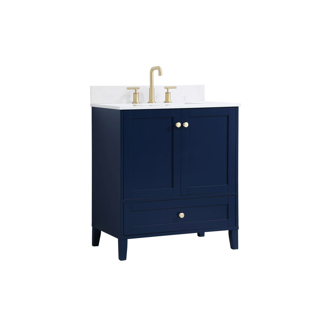 30 Inch Single Bathroom Vanity In Blue - View 3 - Joshua Marshal