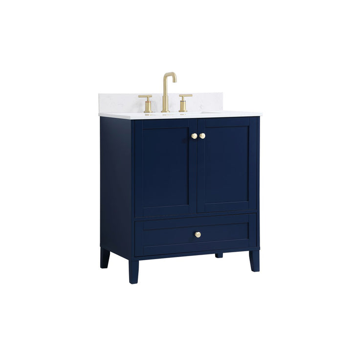 30 Inch Single Bathroom Vanity In Blue - View 3 - Joshua Marshal