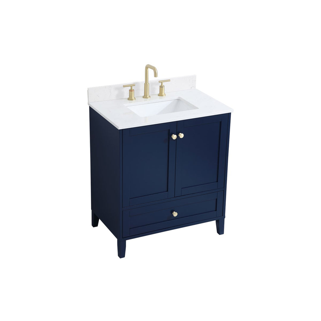 30 Inch Single Bathroom Vanity In Blue - View 4 - Joshua Marshal