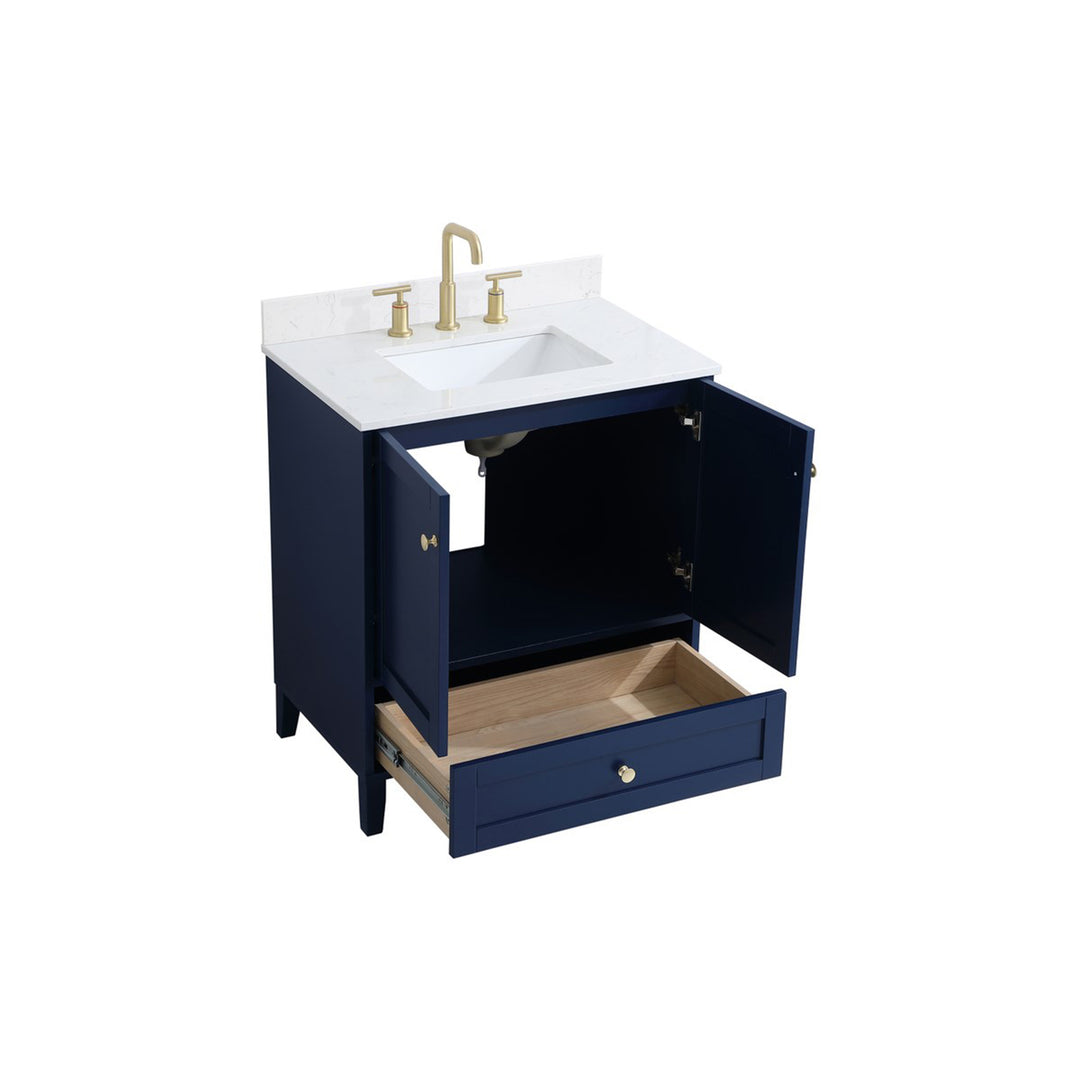 30 Inch Single Bathroom Vanity In Blue - View 5 - Joshua Marshal