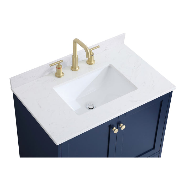 30 Inch Single Bathroom Vanity In Blue - View 6 - Joshua Marshal