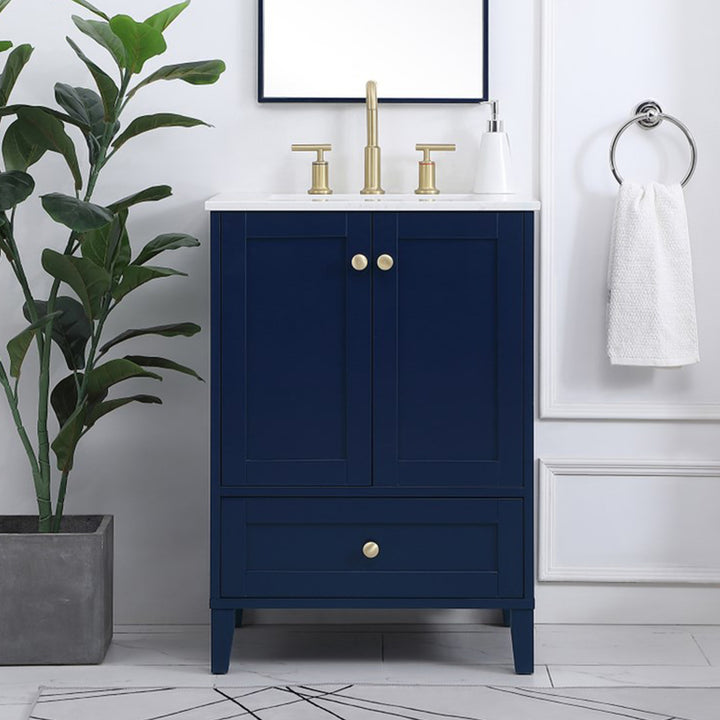 24 Inch Single Bathroom Vanity In Blue Blue Finish - KITCHEN & BATH by Joshua Marshal