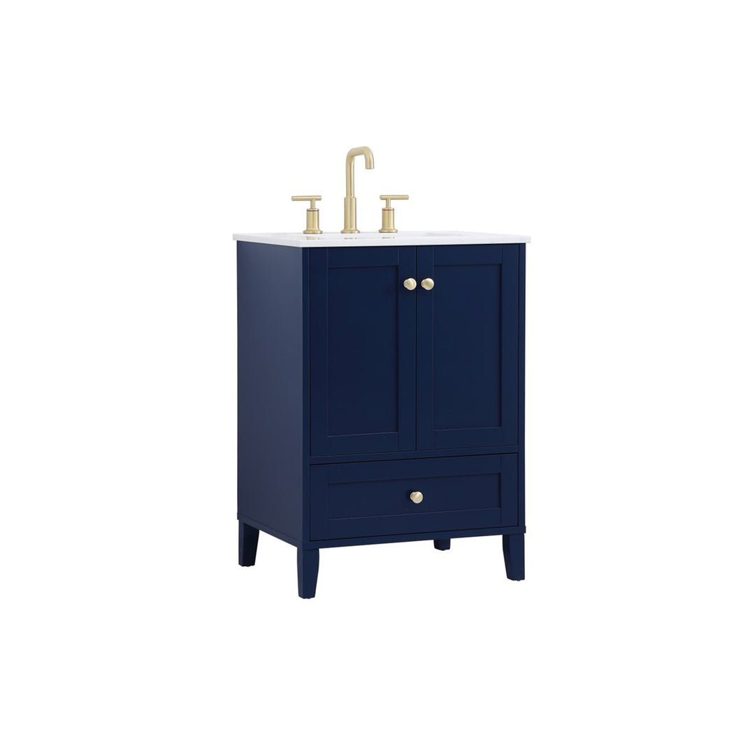 24 Inch Single Bathroom Vanity In Blue - View 3 - Joshua Marshal