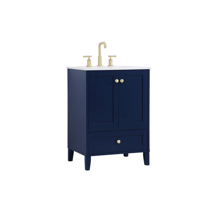 24 Inch Single Bathroom Vanity In Blue - View 3 - Joshua Marshal