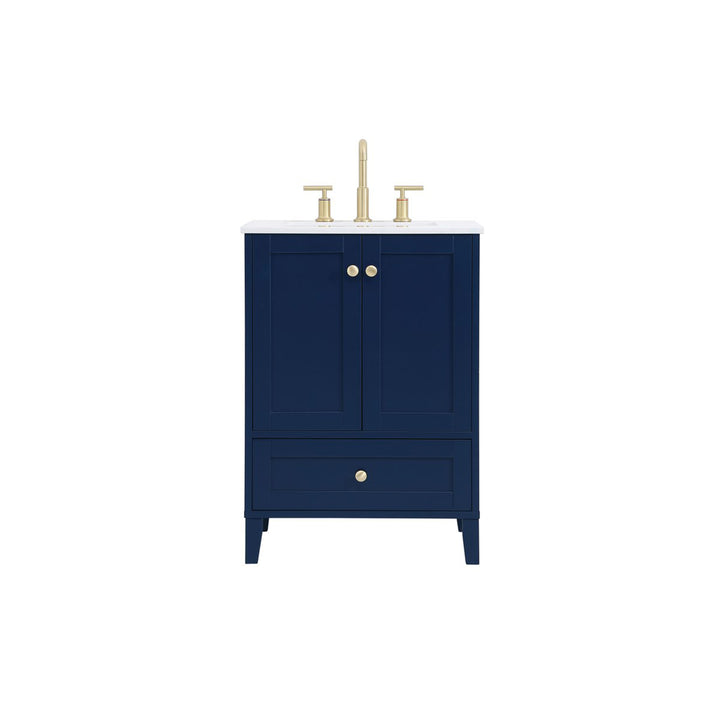 24 Inch Single Bathroom Vanity In Blue - View 4 - Joshua Marshal