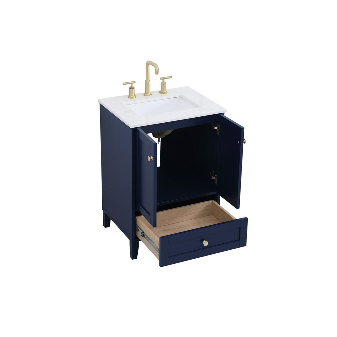24 Inch Single Bathroom Vanity In Blue - View 5 - Joshua Marshal