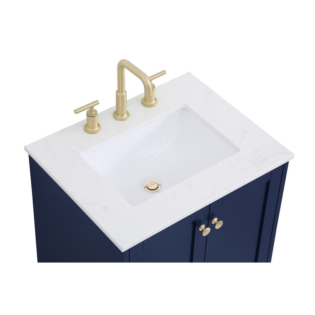 24 Inch Single Bathroom Vanity In Blue - View 6 - Joshua Marshal