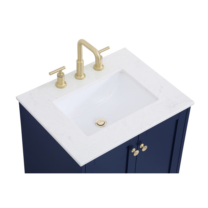24 Inch Single Bathroom Vanity In Blue - View 6 - Joshua Marshal