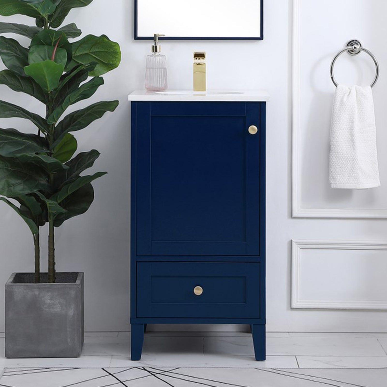 18 Inch Single Bathroom Vanity In Blue Blue Finish - KITCHEN & BATH by Joshua Marshal
