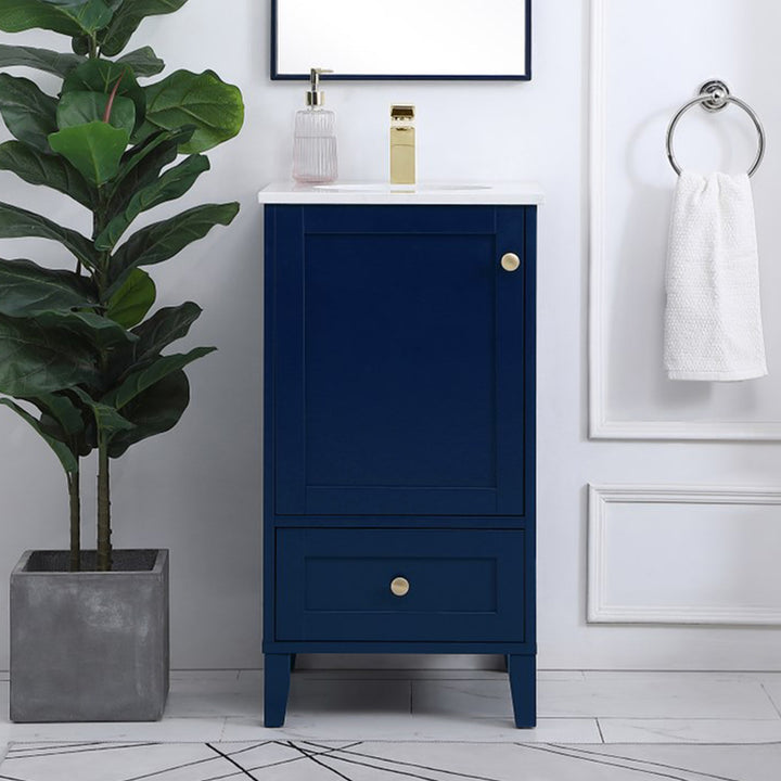 18 Inch Single Bathroom Vanity In Blue Blue Finish - KITCHEN & BATH by Joshua Marshal