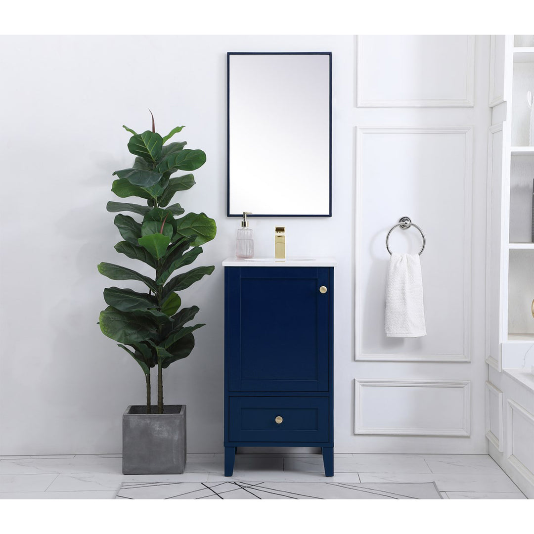 18 Inch Single Bathroom Vanity In Blue - View 2 - Joshua Marshal