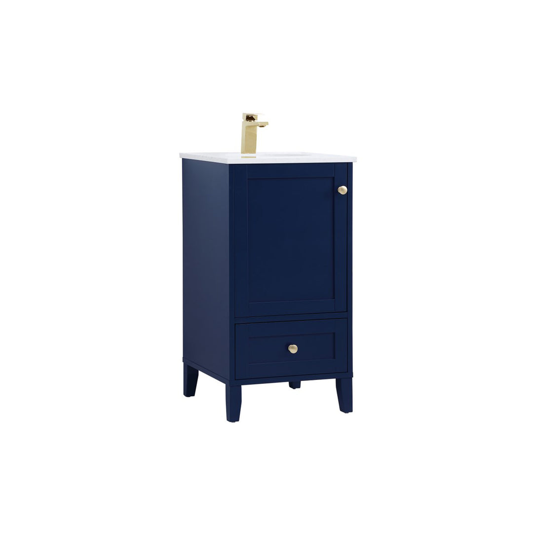 18 Inch Single Bathroom Vanity In Blue - View 3 - Joshua Marshal
