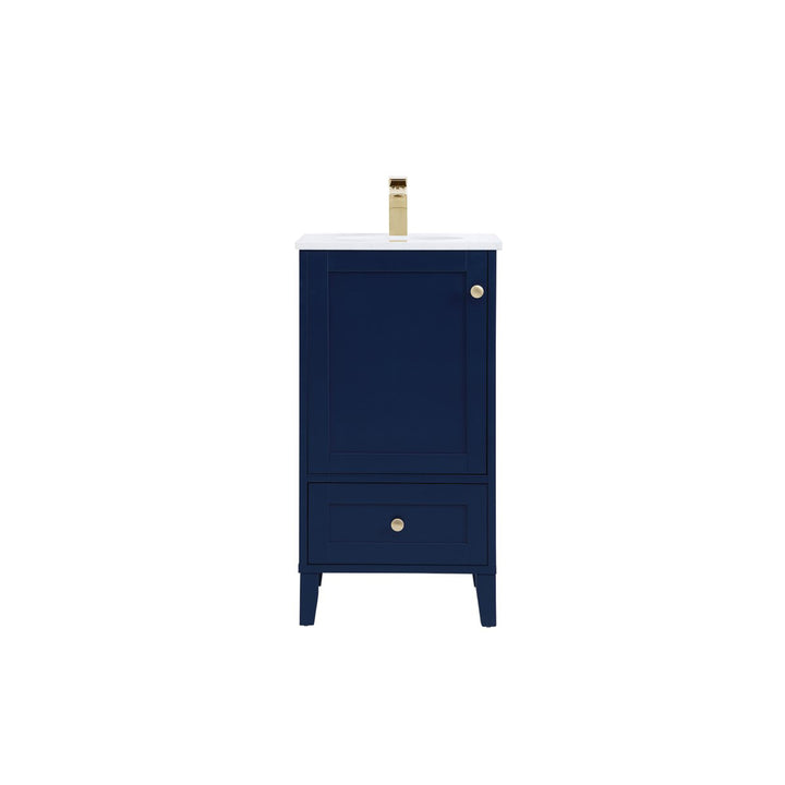 18 Inch Single Bathroom Vanity In Blue - View 4 - Joshua Marshal