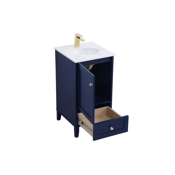 18 Inch Single Bathroom Vanity In Blue - View 5 - Joshua Marshal