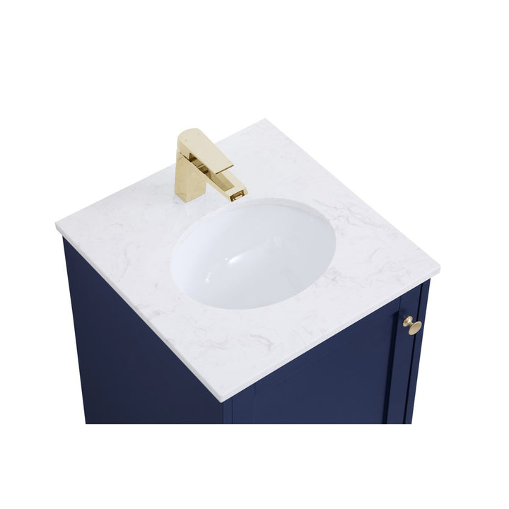 18 Inch Single Bathroom Vanity In Blue - View 6 - Joshua Marshal