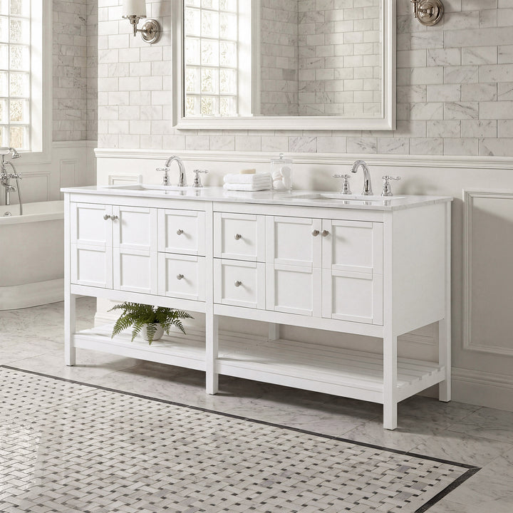 72 Inch Double Bathroom Vanity In White White Finish - KITCHEN & BATH by Joshua Marshal