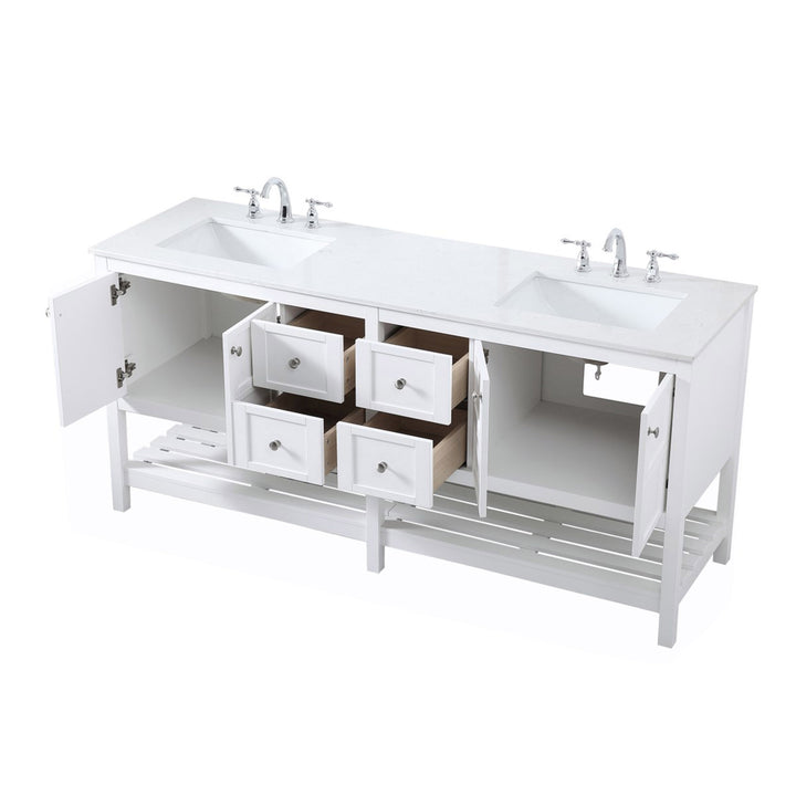 72 Inch Double Bathroom Vanity In White - View 5 - Joshua Marshal