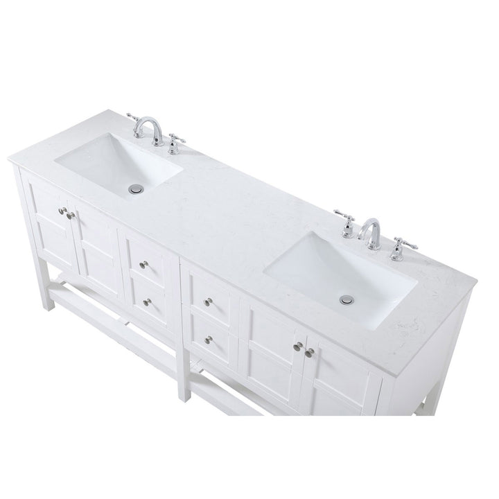 72 Inch Double Bathroom Vanity In White - View 6 - Joshua Marshal