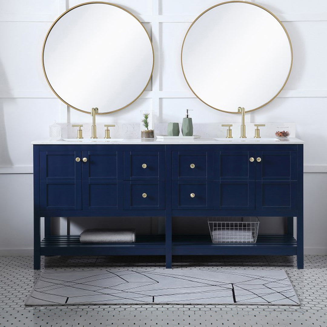 72 Inch Double Bathroom Vanity In Blue Blue Finish - KITCHEN & BATH by Joshua Marshal