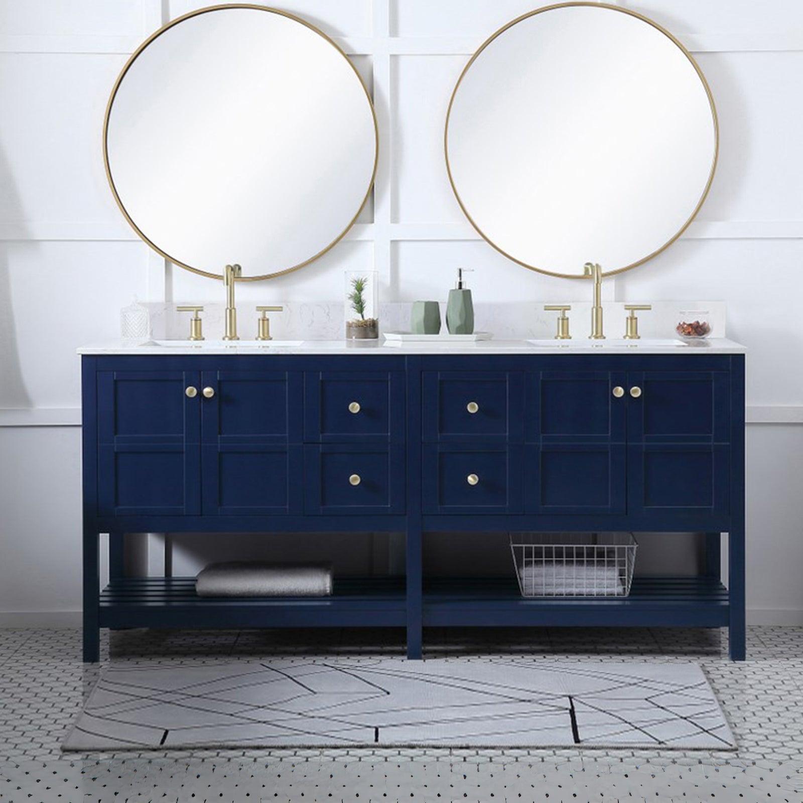 72 Inch Double Bathroom Vanity In Blue Blue Finish - KITCHEN & BATH by Joshua Marshal