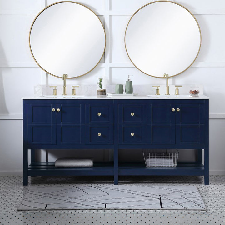 72 Inch Double Bathroom Vanity In Blue Blue Finish - KITCHEN & BATH by Joshua Marshal