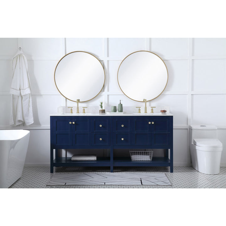 72 Inch Double Bathroom Vanity In Blue - View 2 - Joshua Marshal