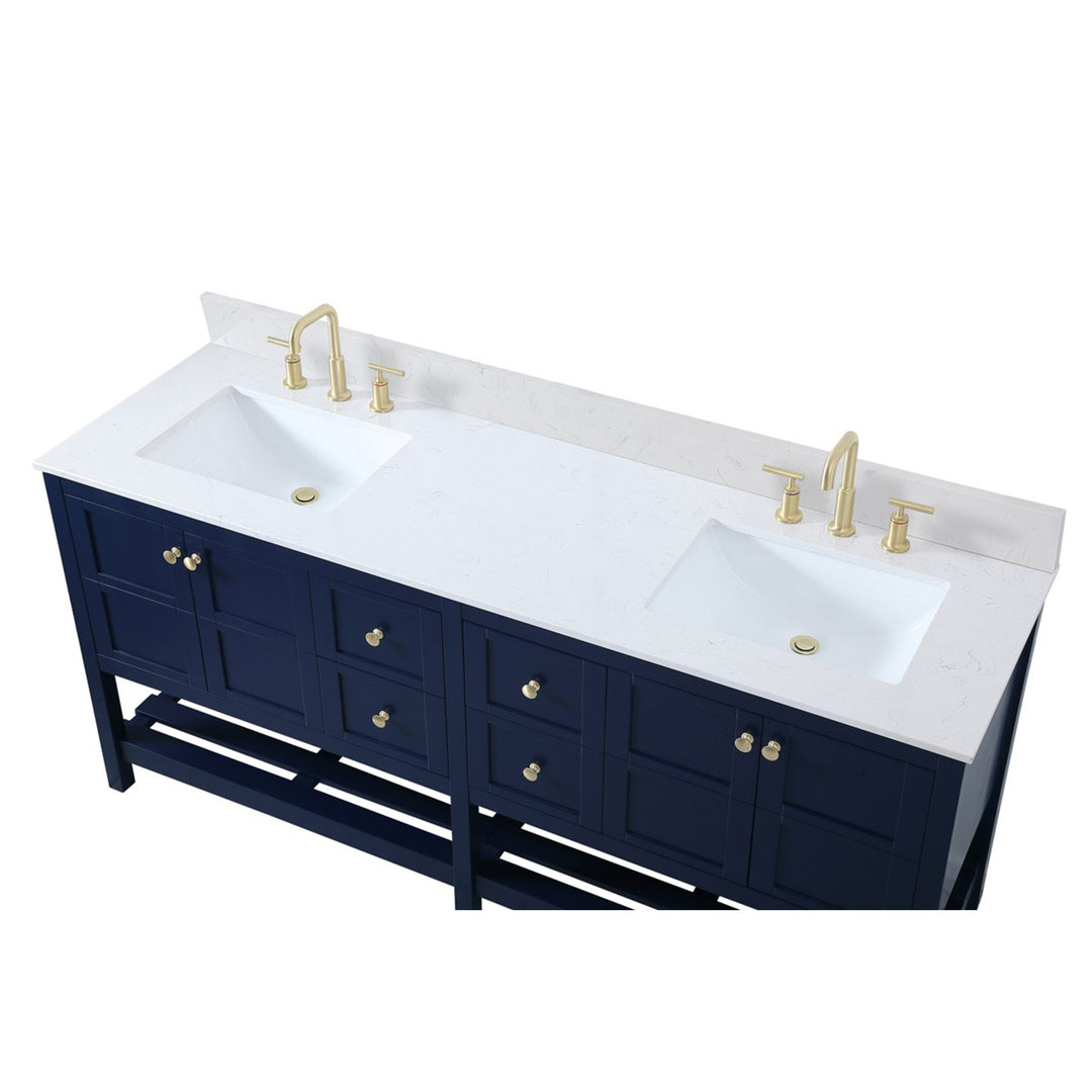 72 Inch Double Bathroom Vanity In Blue - View 5 - Joshua Marshal