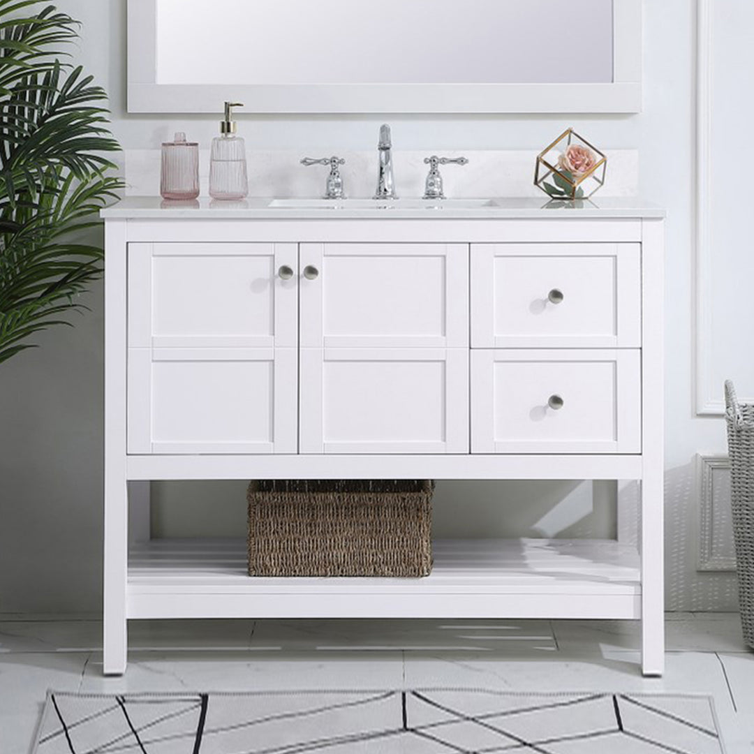 42 Inch Single Bathroom Vanity In White White Finish - KITCHEN & BATH by Joshua Marshal