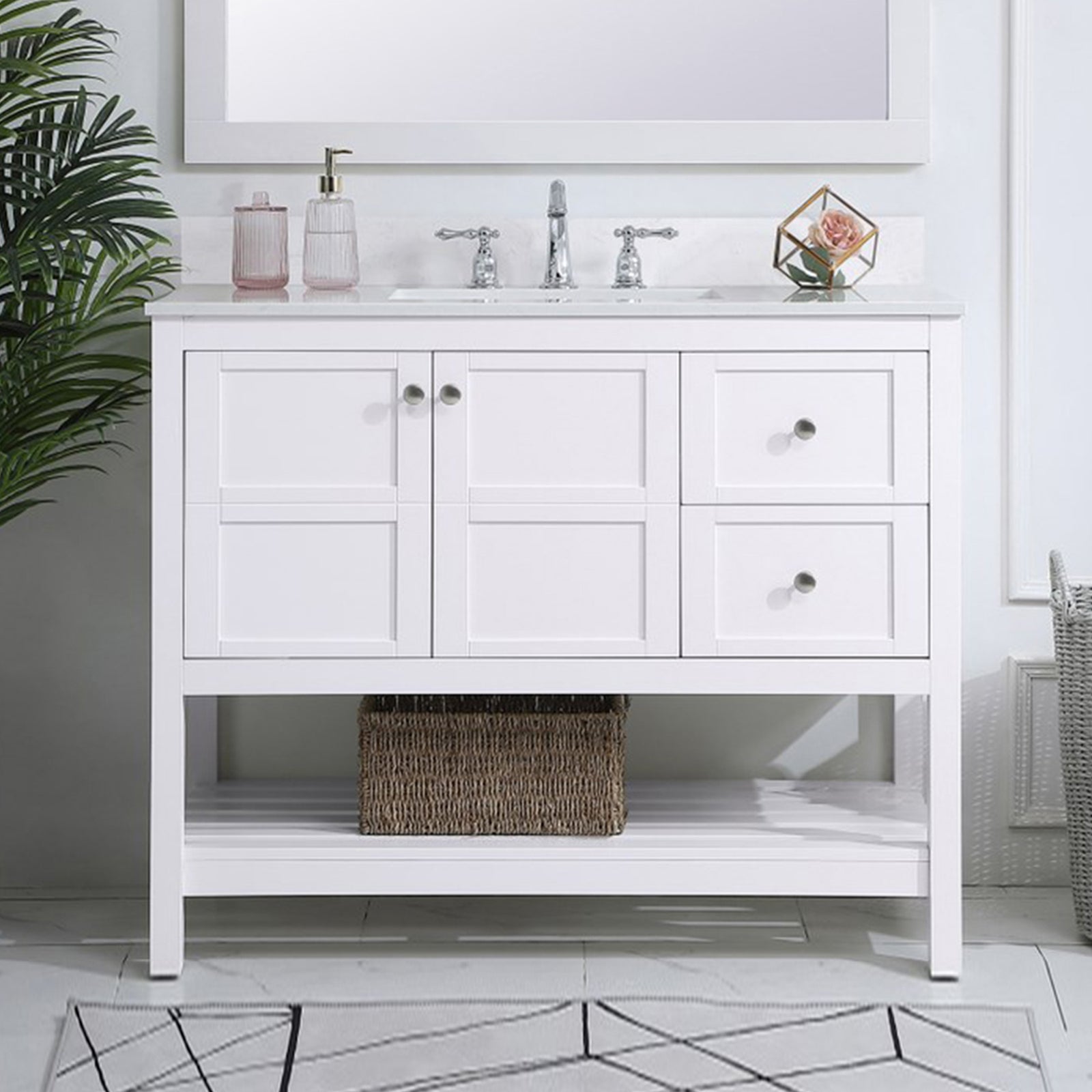 42 Inch Single Bathroom Vanity In White White Finish - KITCHEN & BATH by Joshua Marshal