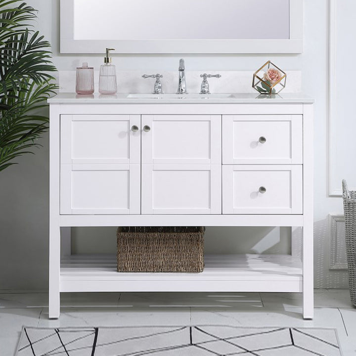 42 Inch Single Bathroom Vanity In White White Finish - KITCHEN & BATH by Joshua Marshal