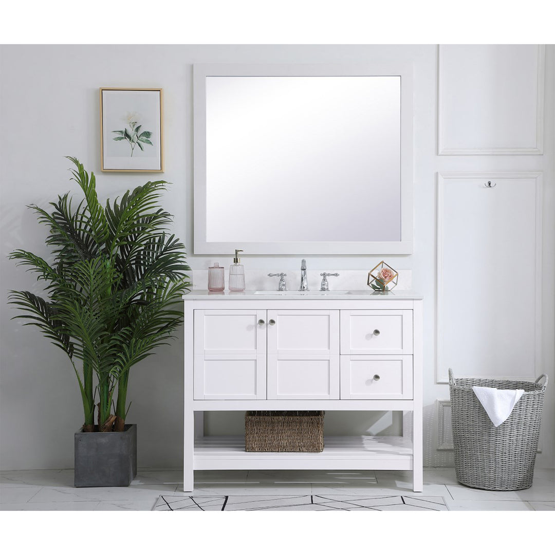 42 Inch Single Bathroom Vanity In White - View 2 - Joshua Marshal