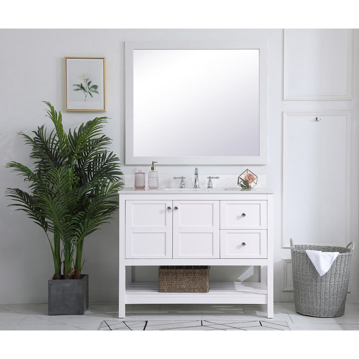 42 Inch Single Bathroom Vanity In White - View 2 - Joshua Marshal